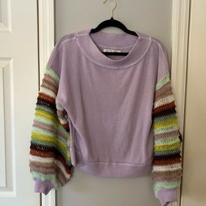 Free People Cha Cha Mist Lilac Balloon Sleeve Sweater XS